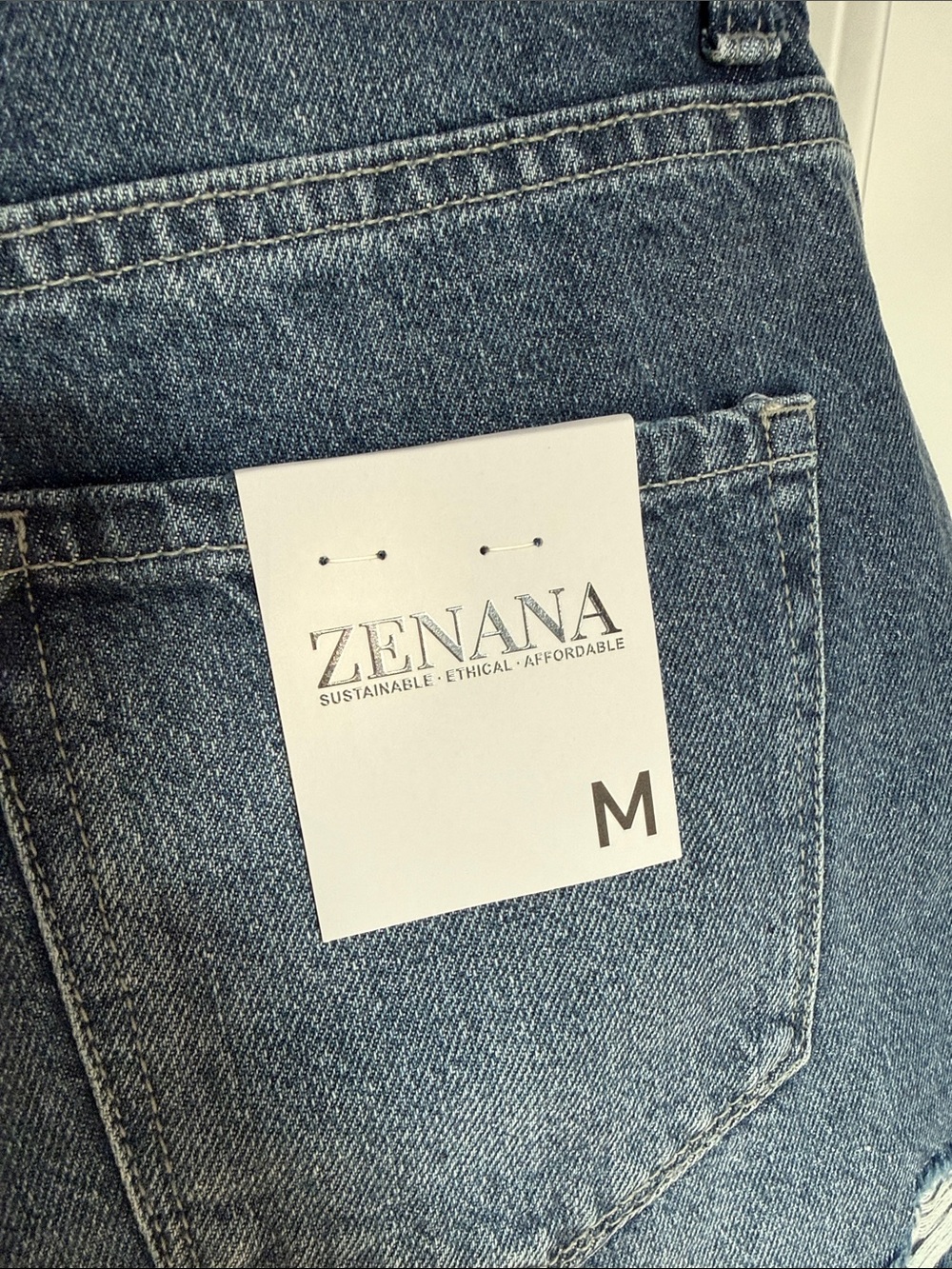 Zenana Outfitters Distressed Blue Denim Cutoff Shorts - Picture 4 of 5